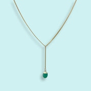 Faceted Green Chrysoprase Stone Y - drop Necklace - Ornamental Things