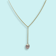 Faceted Pink Chalcedony Stone Y - drop Necklace - Ornamental Things