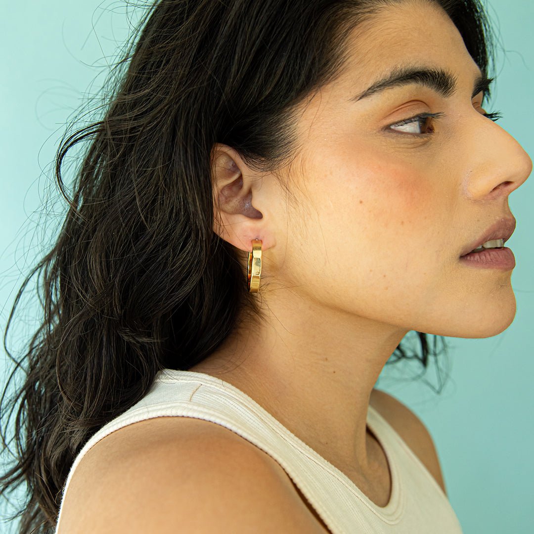 Faceted Round Gold Hoop Earrings - Ornamental Things