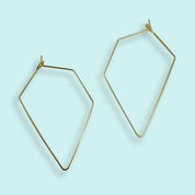 Gold Diamond Shape Wire Hoop Earrings - Ornamental Things