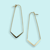 Gold Elongated Diamond Shape Wire Hoop Earrings - Ornamental Things