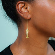 Gold Fish Threader Earrings - Ornamental Things