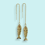 Gold Fish Threader Earrings - Ornamental Things