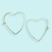 Gold Heart Shape Wire Hoop Earrings - Ornamental Things