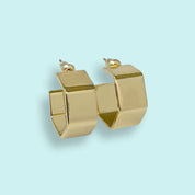 Gold Hexagon Hoop Earrings - Ornamental Things