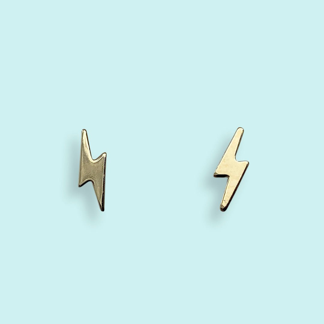 Gold Lightning Stud Earrings - Ornamental Things
