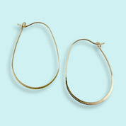 Gold Ovoid Shape Wire Hoop Earrings - Ornamental Things