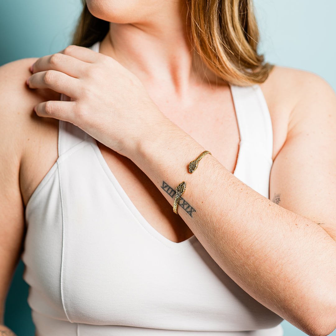 Gold Snake Cuff Bracelet - Ornamental Things