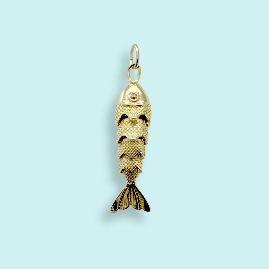 Gold Swimming Fish Charm - Ornamental Things