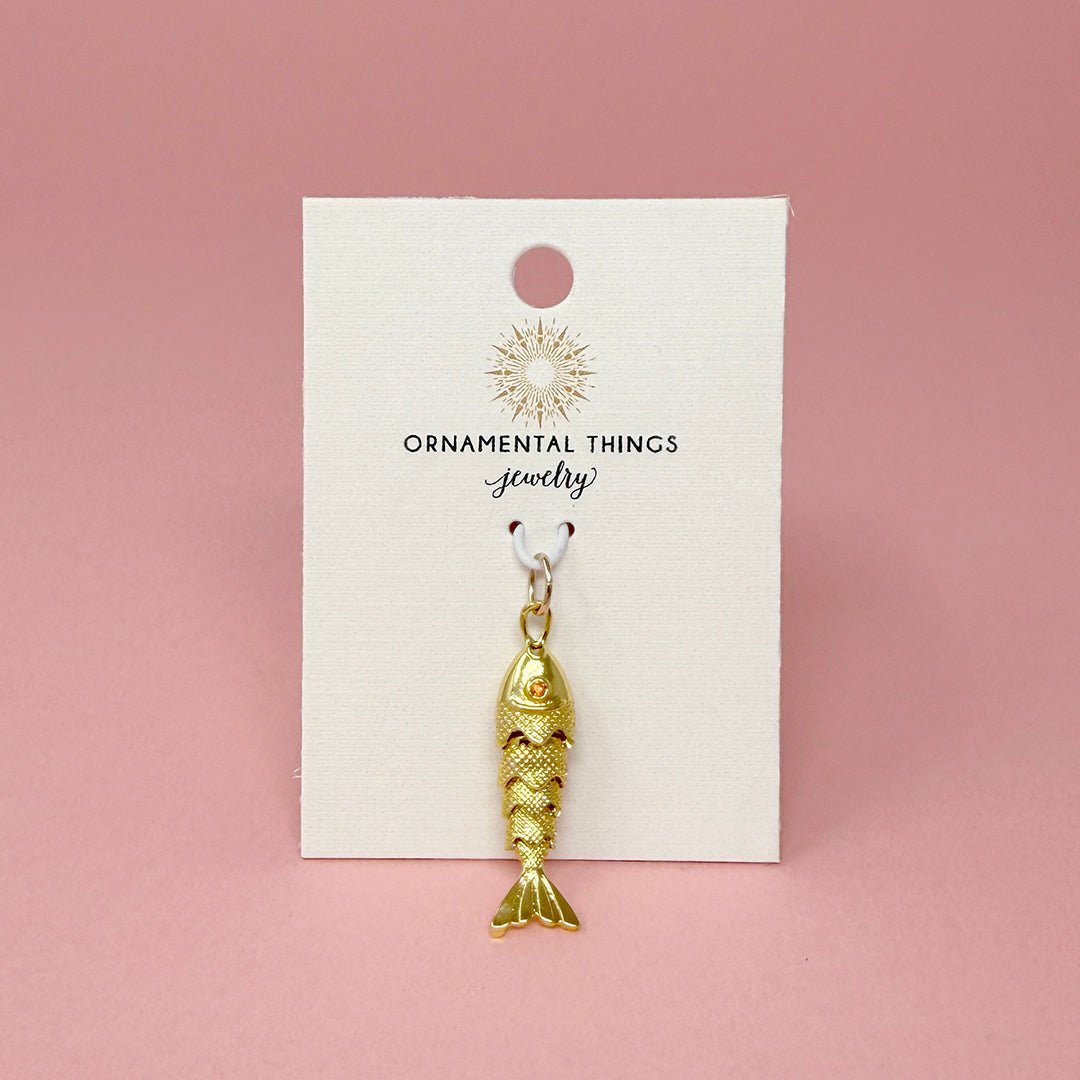 Gold Swimming Fish Charm - Ornamental Things