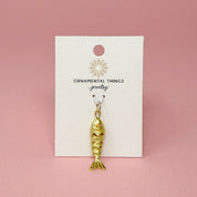 Gold Swimming Fish Charm - Ornamental Things