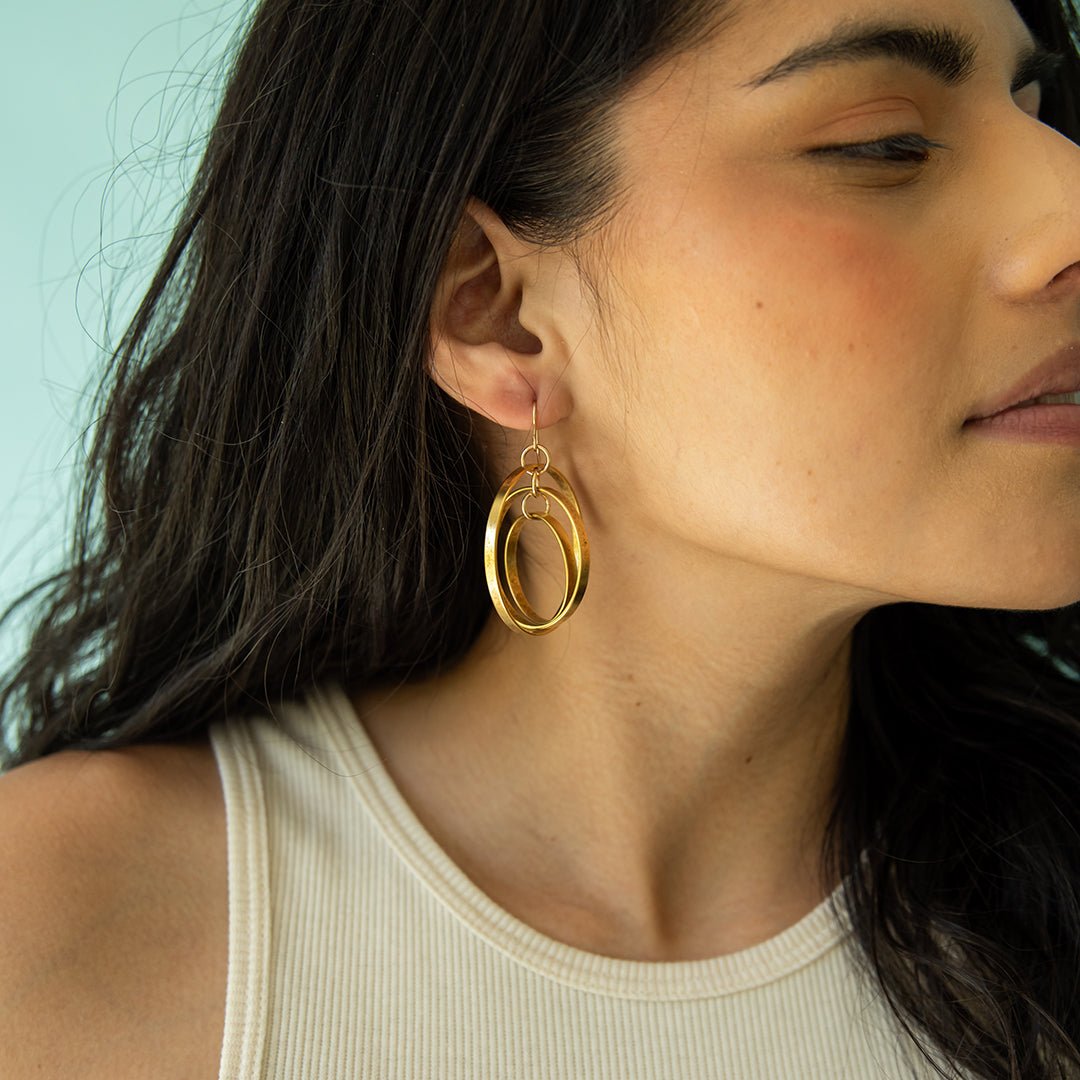 Golden Astrolabe Earrings - Ornamental Things