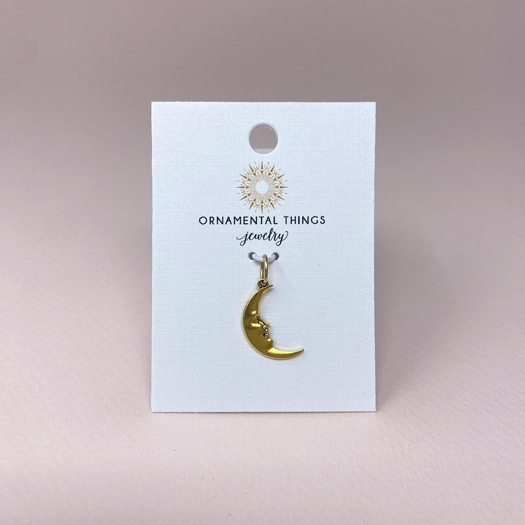 Golden Man in the Moon Charm - Ornamental Things