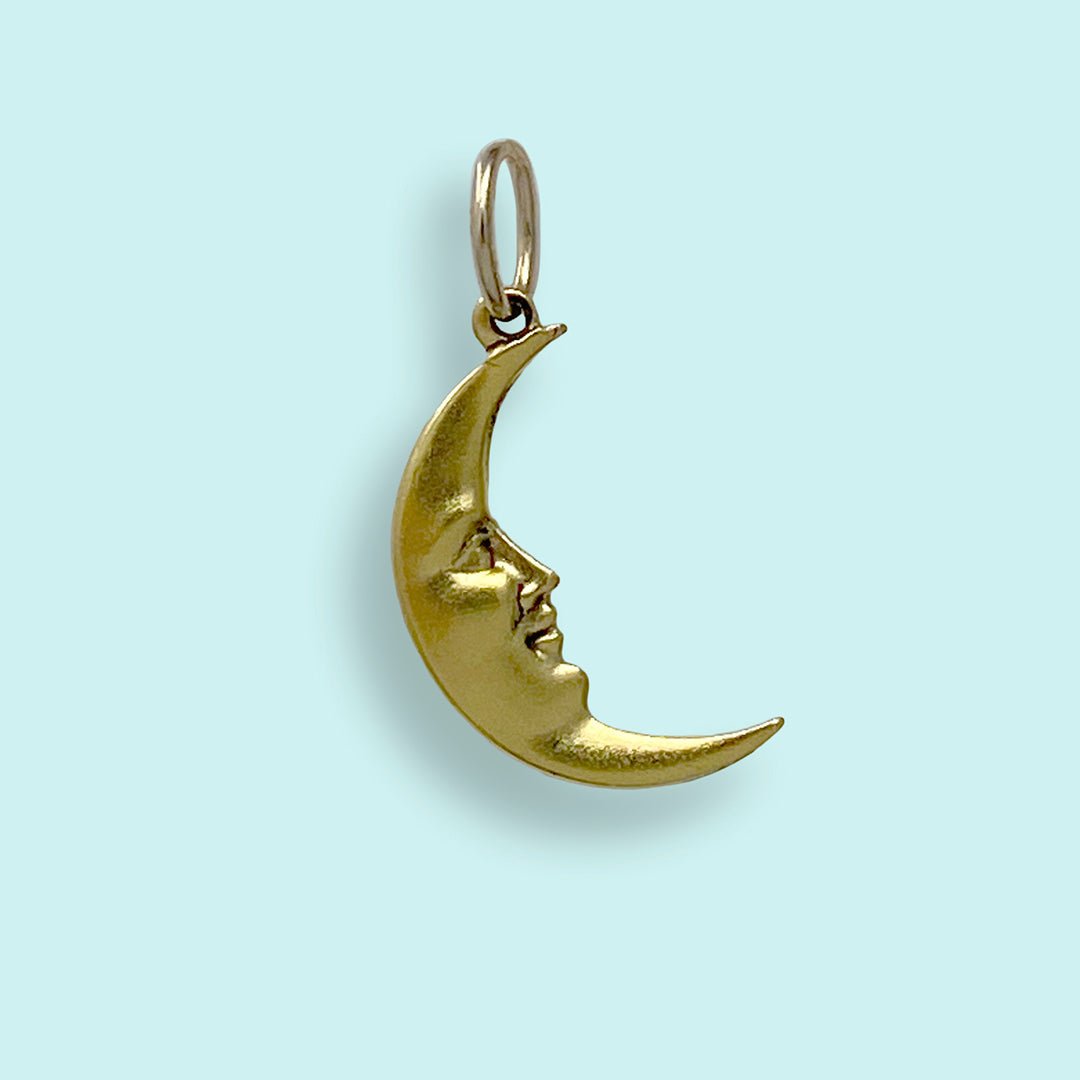 Golden Man in the Moon Charm - Ornamental Things