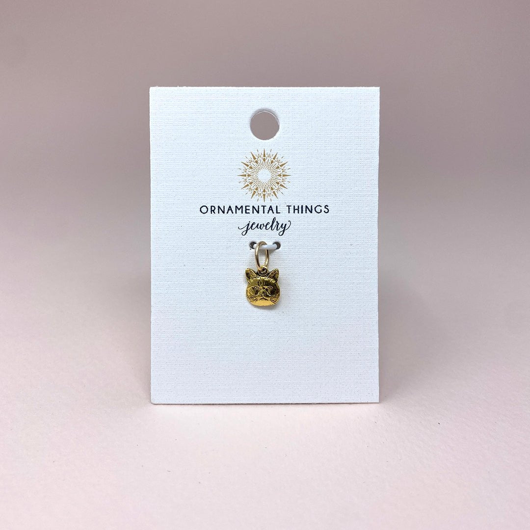 Here Kitty Cat on Gold Chain Charm - Ornamental Things