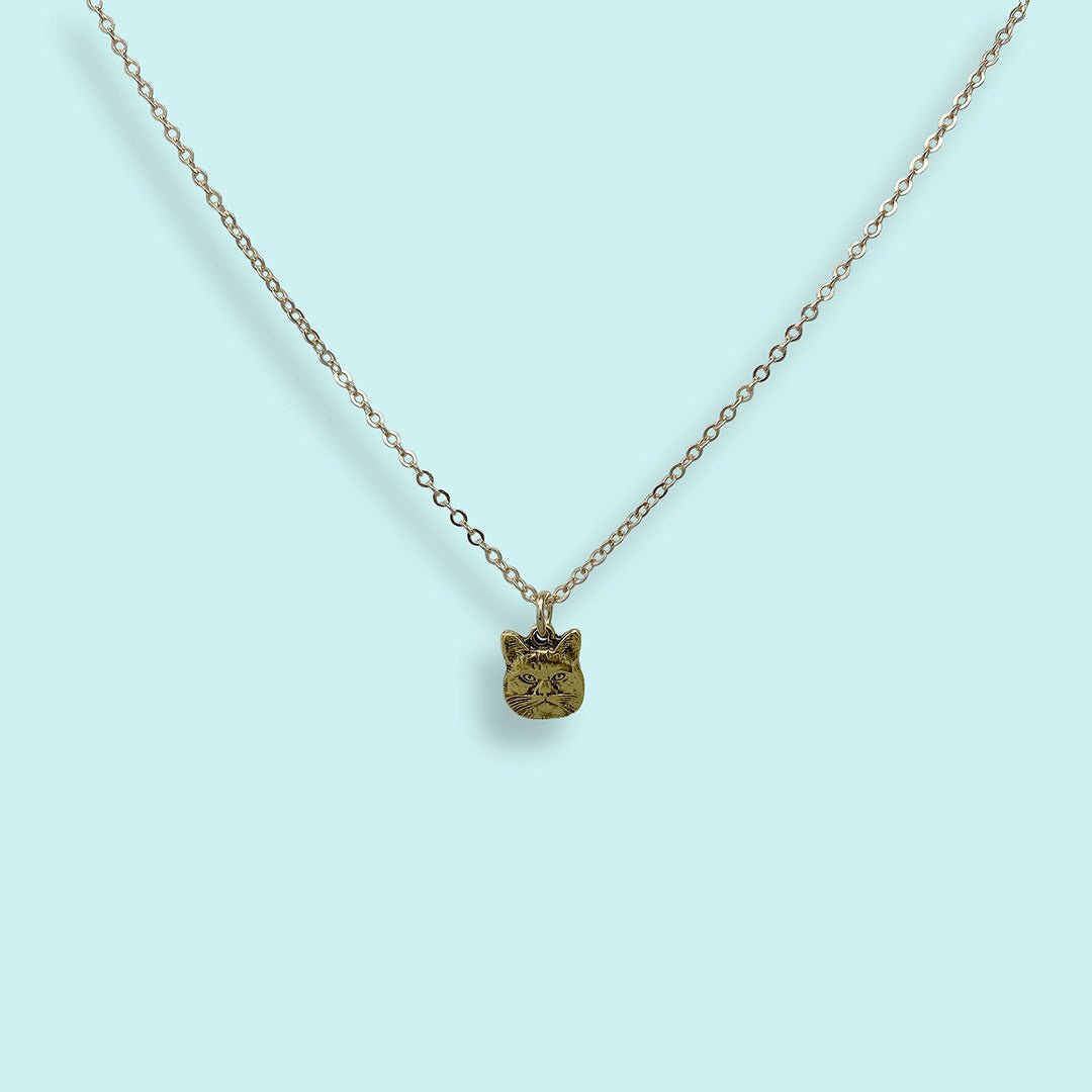 Here Kitty Cat on Gold Chain Necklace - Ornamental Things