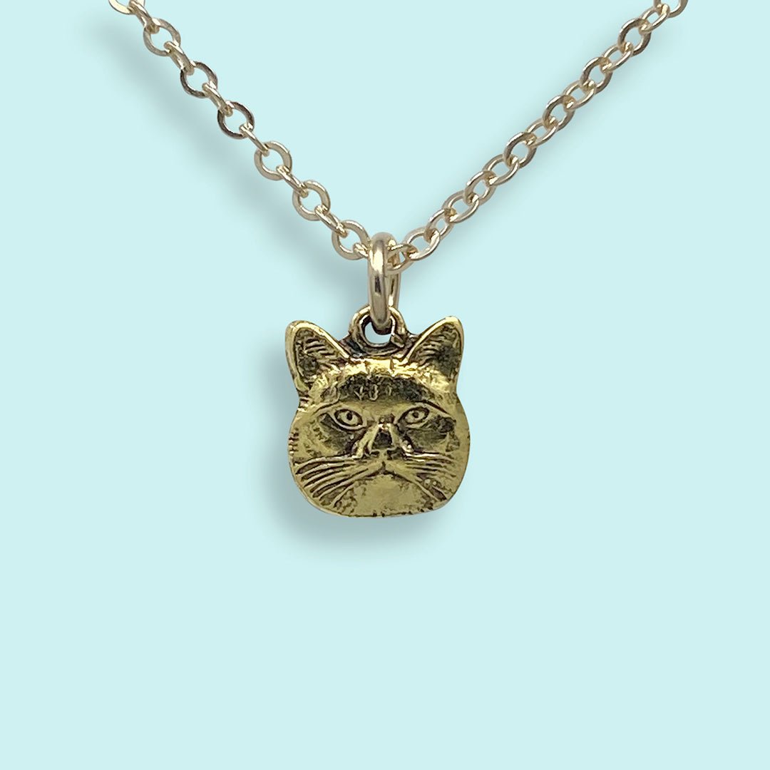 Here Kitty Cat on Gold Chain Necklace - Ornamental Things