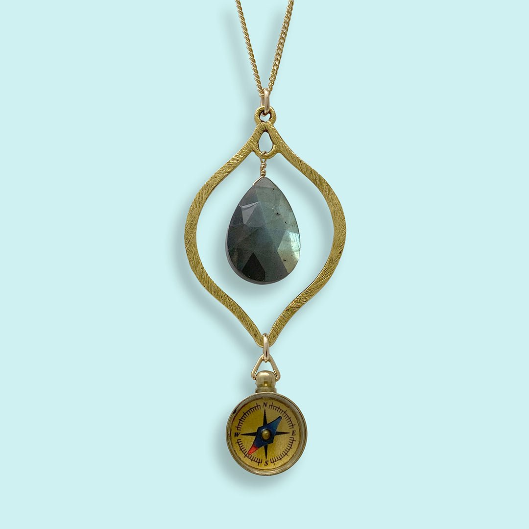 Labradorite and Compass Necklace - Ornamental Things