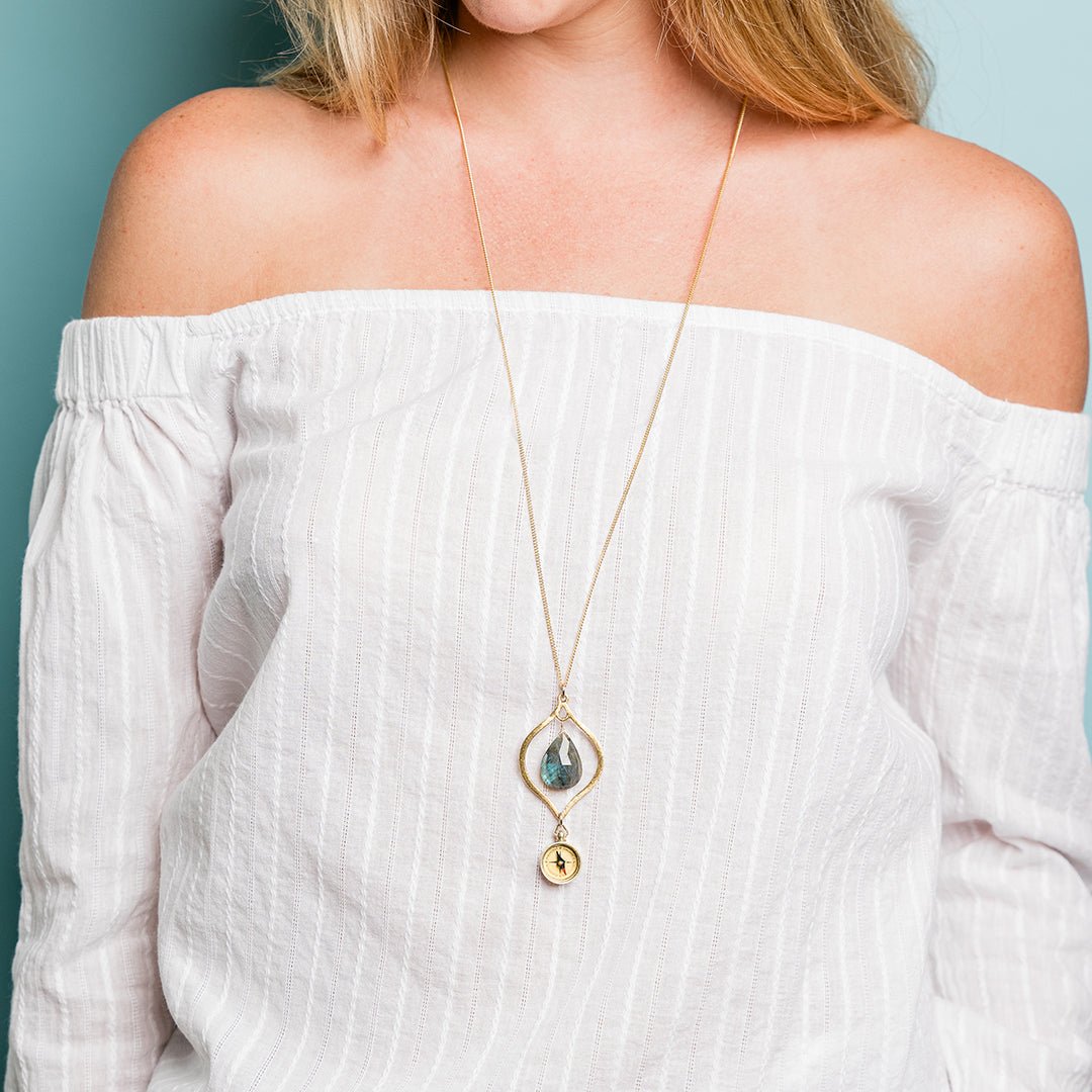 Labradorite and Compass Necklace - Ornamental Things