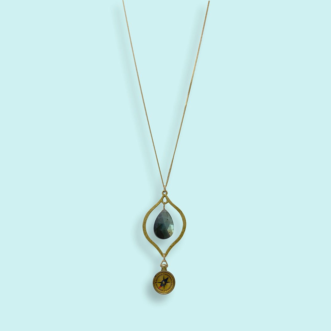 Labradorite and Compass Necklace - Ornamental Things