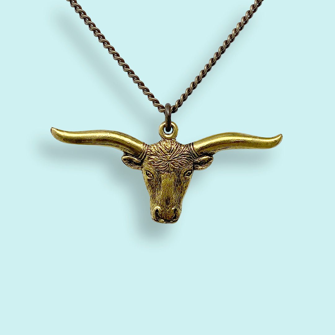 Longhorn on Brass Chain Necklace - Ornamental Things