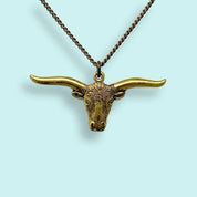 Longhorn on Brass Chain Necklace - Ornamental Things
