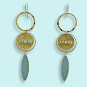 Moon Phase Amazonite Marquis Earrings - Ornamental Things