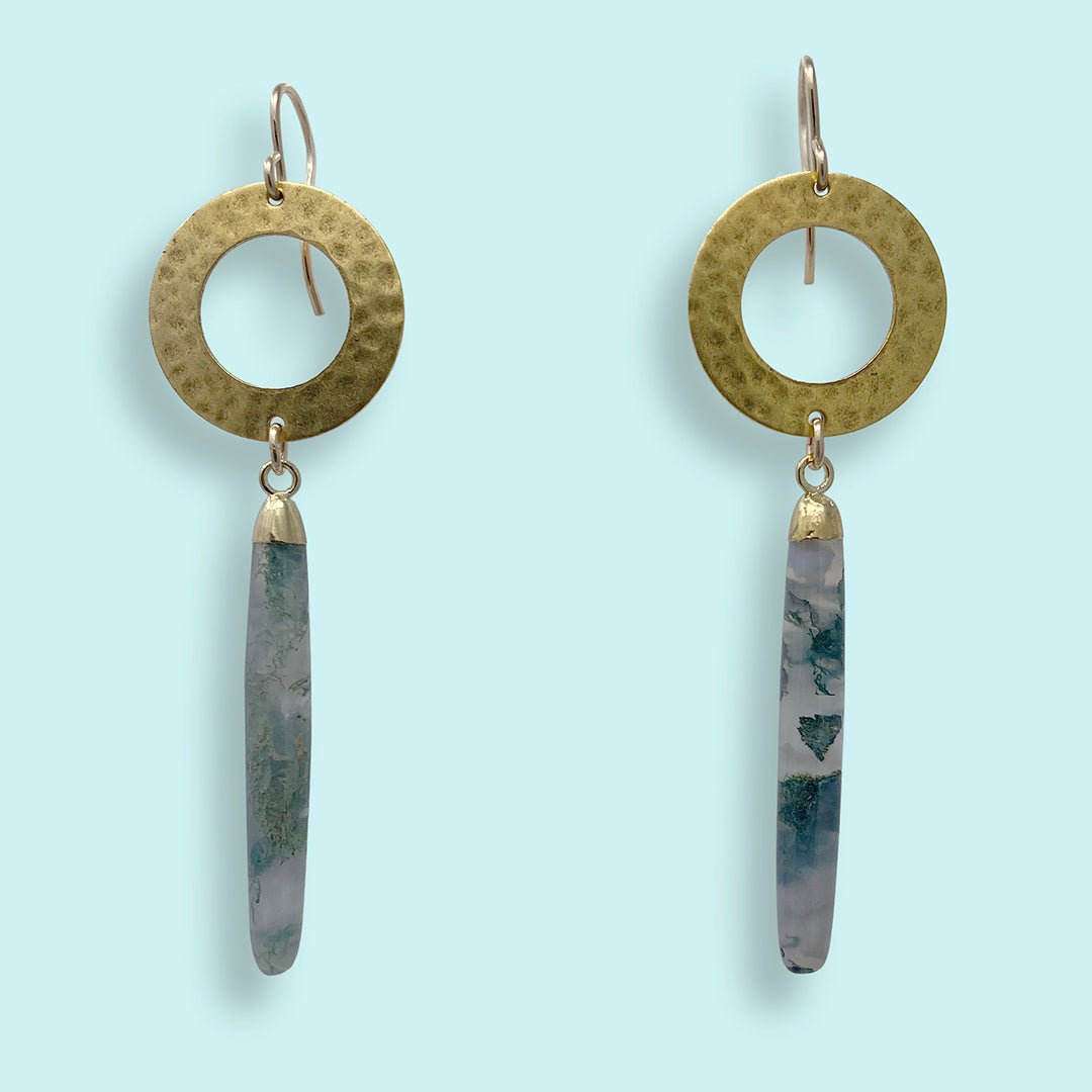 Moss Agate Drop Earrings - Ornamental Things