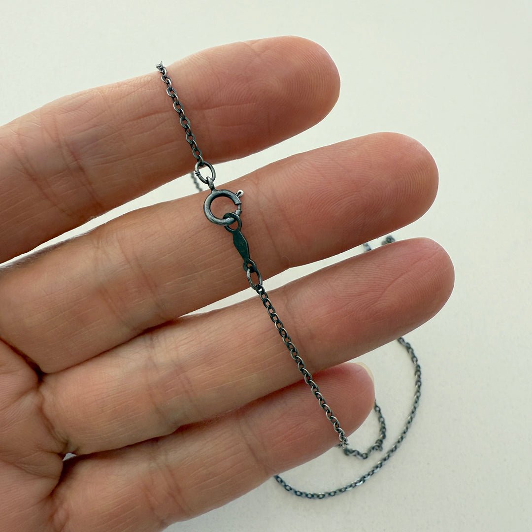 Oxidized Sterling Silver Cable Chain, Short - Ornamental Things