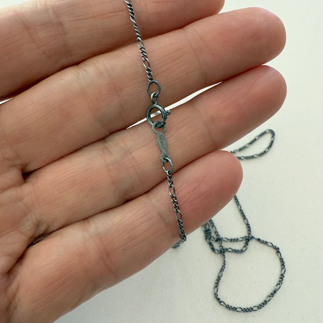Oxidized Sterling Silver Figaro Chain, Short - Ornamental Things