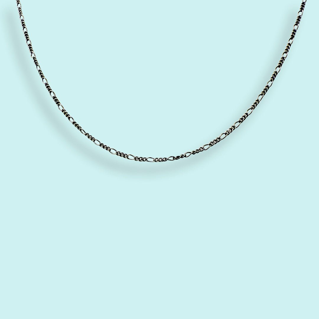 Oxidized Sterling Silver Figaro Chain, Short - Ornamental Things