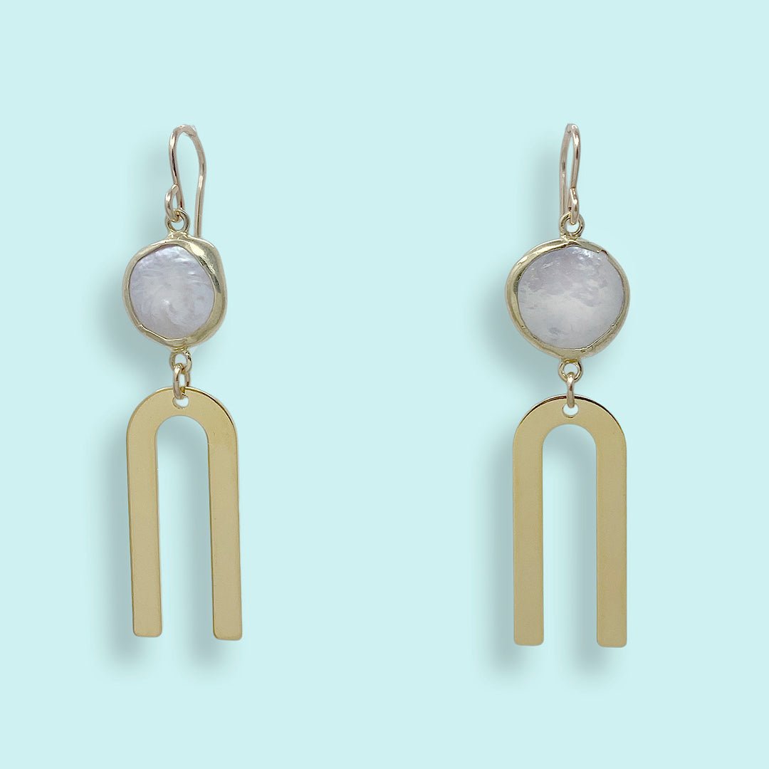Pearl and Arc Earrings - Ornamental Things