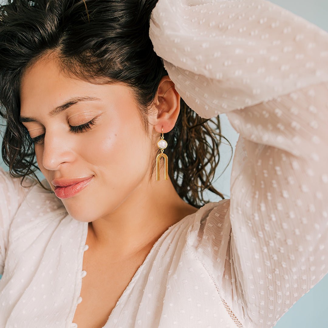 Pearl and Arc Earrings - Ornamental Things