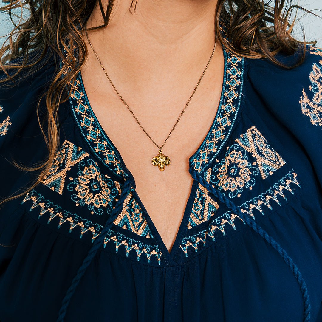 Ram on Brass Chain Necklace - Ornamental Things