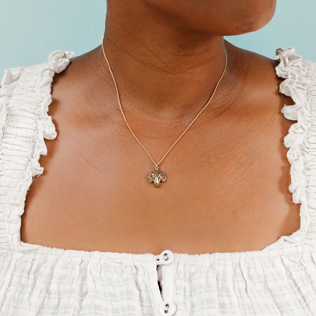 Ram on Gold Chain Necklace - Ornamental Things