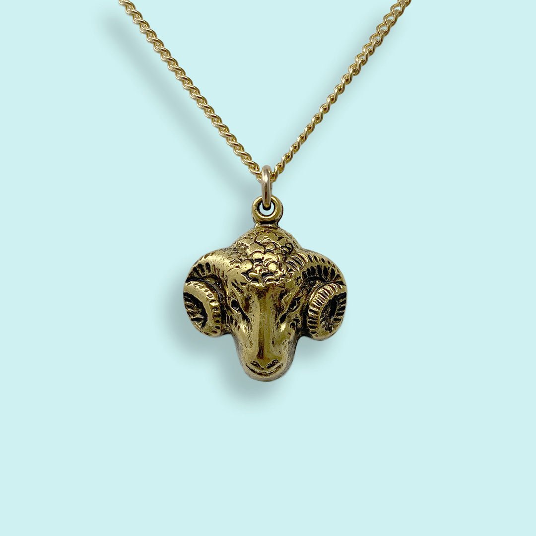 Ram on Gold Chain Necklace - Ornamental Things