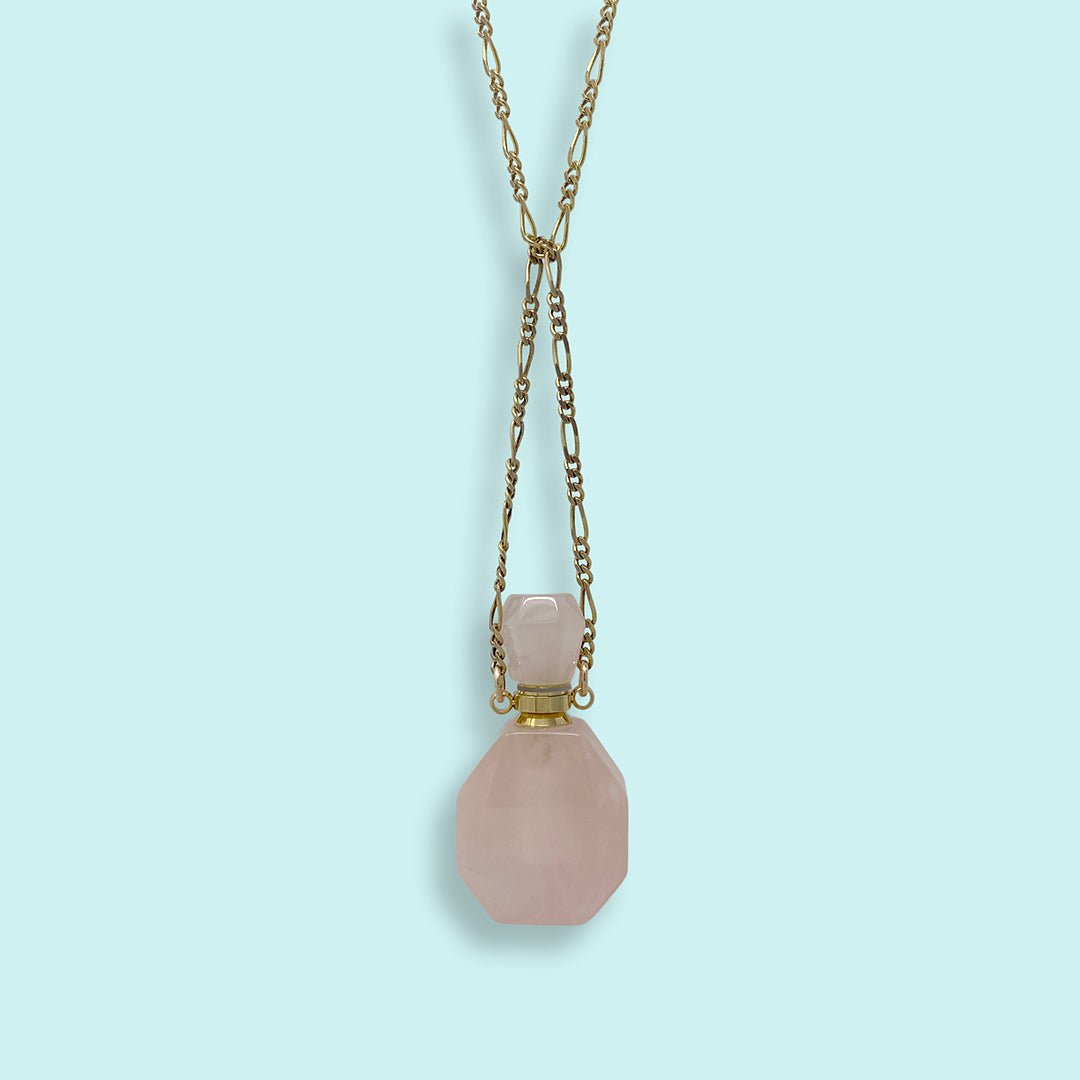 Rose Quartz Perfume Bottle Necklace - Ornamental Things