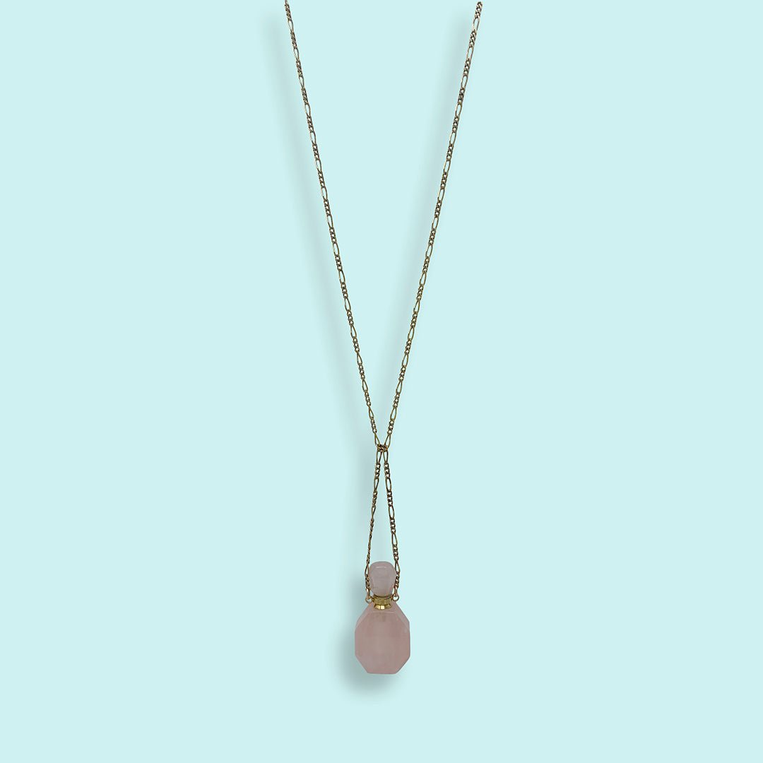 Rose Quartz Perfume Bottle Necklace - Ornamental Things
