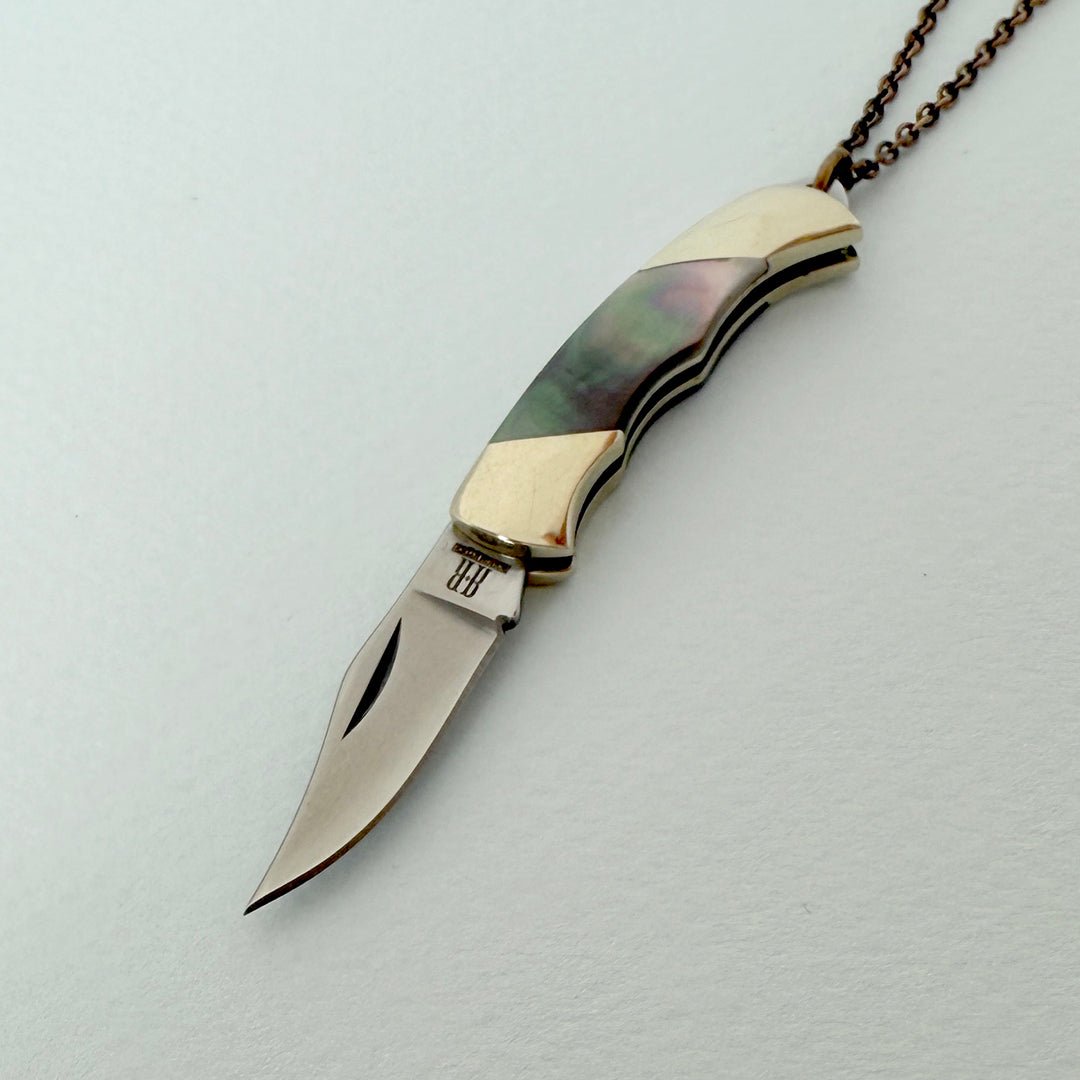 Shell Handled Knife on Brass Necklace - Ornamental Things
