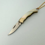 Shell Handled Knife on Gold Chain Necklace - Ornamental Things