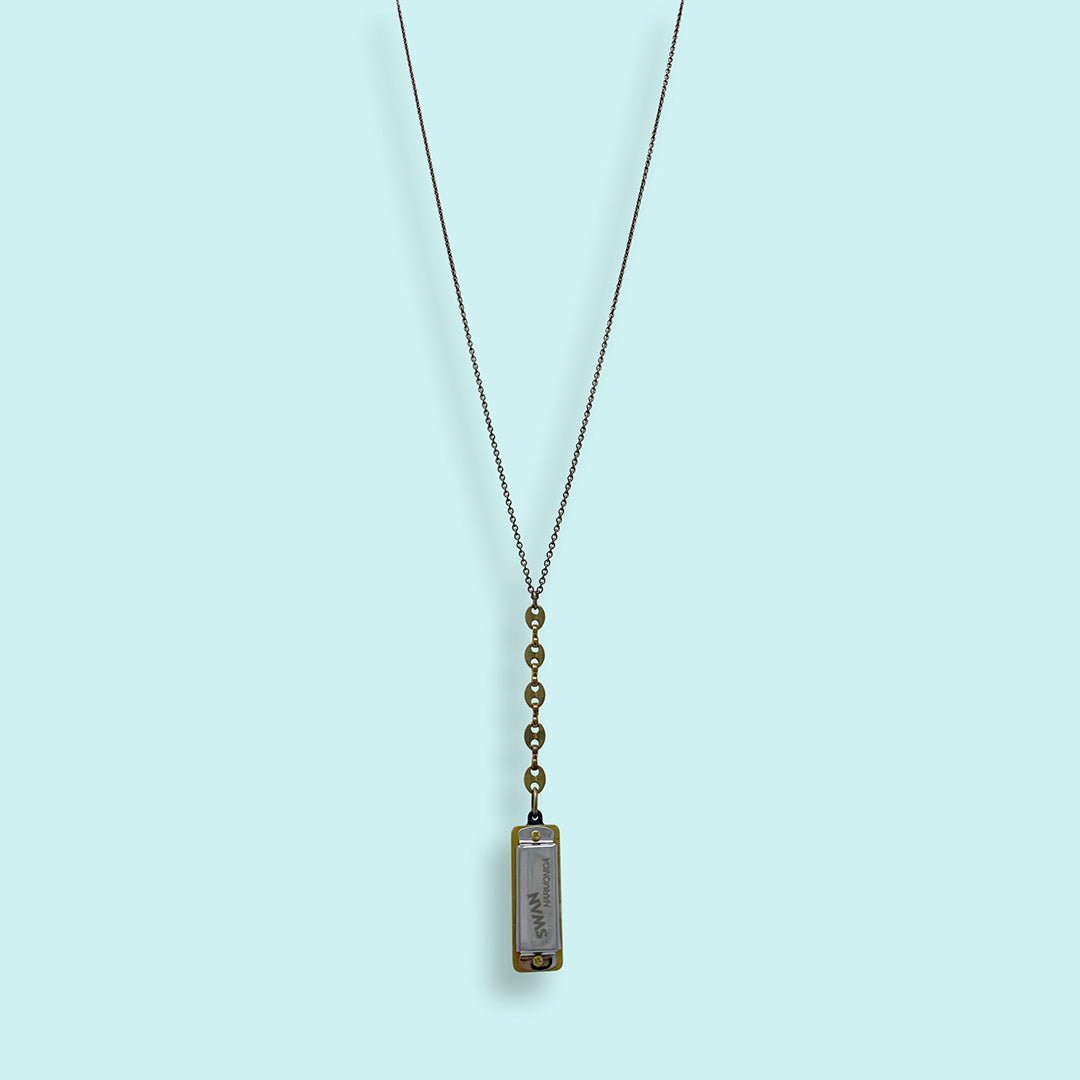 Silver Anchor Drop Harmonica Necklace - Ornamental Things