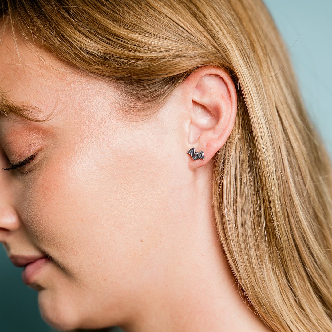 Silver Bat Stud Earrings - Ornamental Things