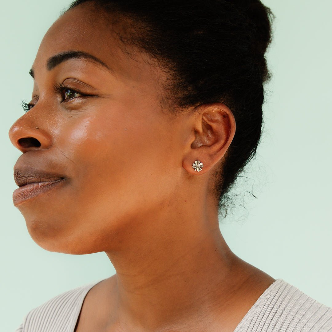 Silver Clover Stud Earrings - Ornamental Things