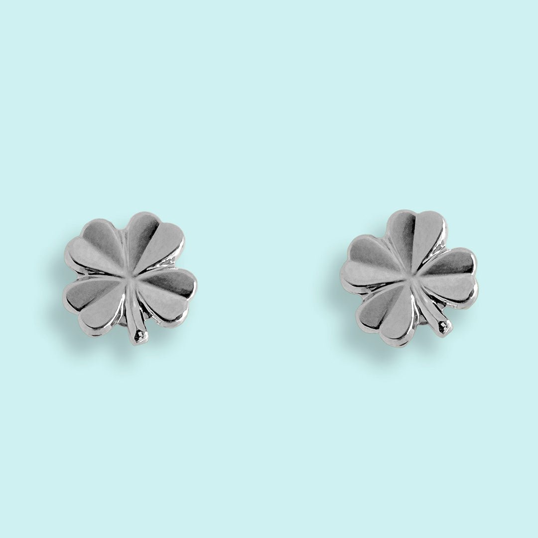Silver Clover Stud Earrings - Ornamental Things