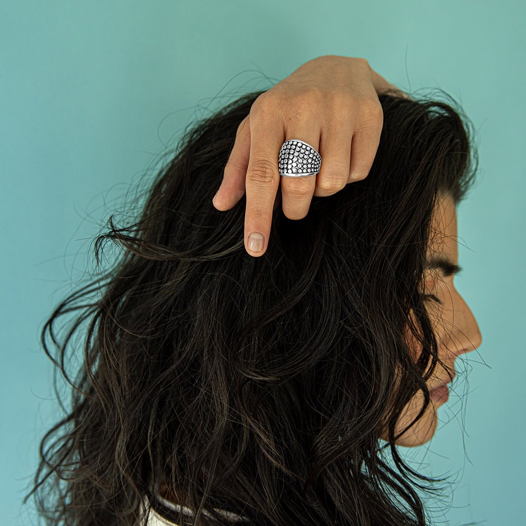 Silver Dotted Dome Ring - Ornamental Things
