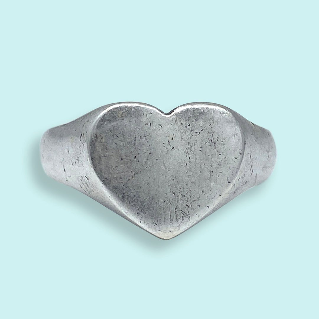 Silver Heart Signet Ring - Ornamental Things