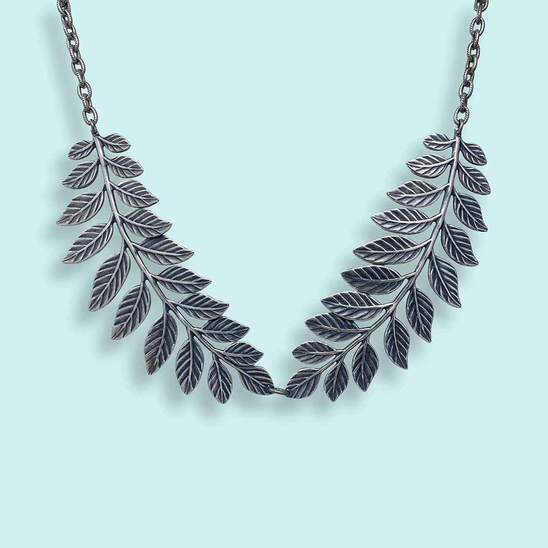 Silver Leafy Collar Necklace - Ornamental Things