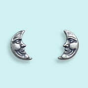 Silver Man - in - the - Moon Stud Earrings - Ornamental Things