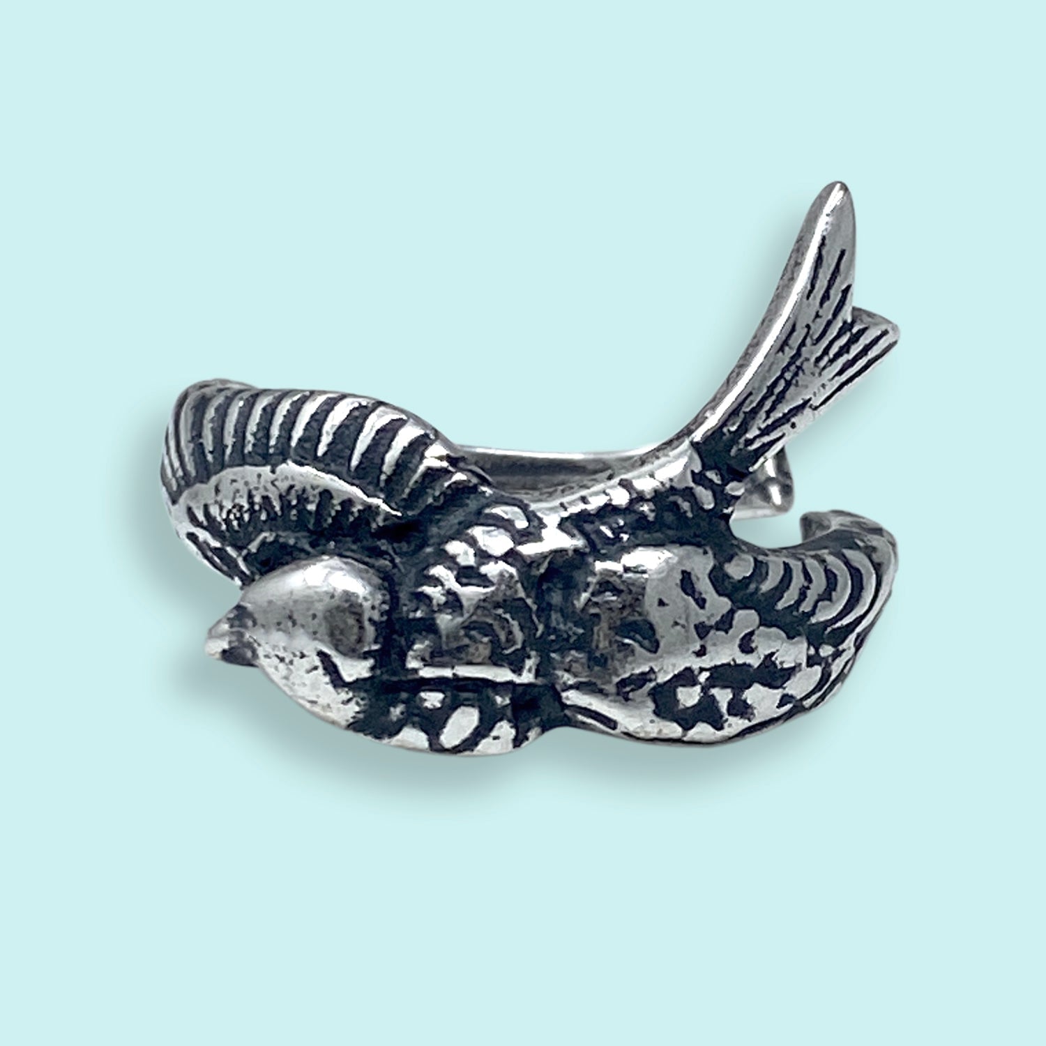 Oxidized Sparrow Bird Ring – 925 Sterling Silver Band, Sizes 4-10, Nature Inspired Animal Jewelry