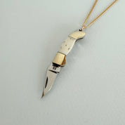 Small Bone Handled Knife on Short Gold Chain Necklace - Ornamental Things